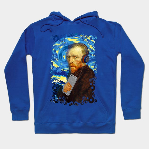 DJ Van Gogh Starry night Abstract Painting Hoodie by Dezigner007